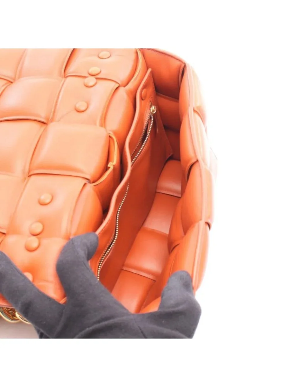 Bottega Veneta Shoulder Bag the Chain Cassette Orange Leather